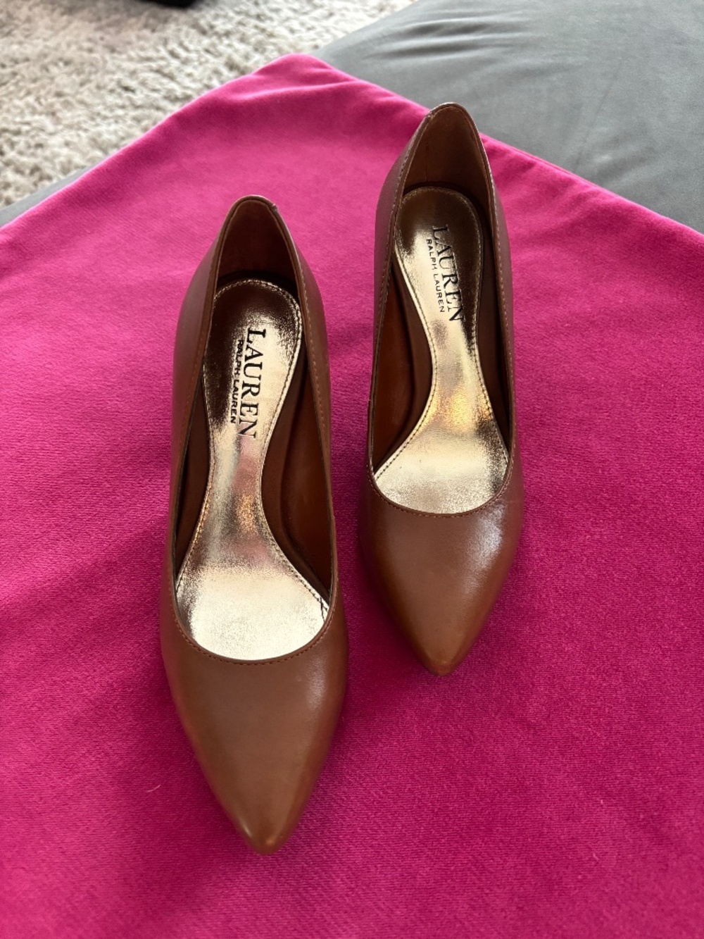 Lauren by Ralph Lauren Women's Brown Leather Heel Pumps, Size 5.5 B